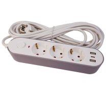 Pagarinātājs 3-vietīgs + 2 USB+Type-C 5m a/z slēdzi pievadvads 3Gx1.0mm | 4750959130858  | 4750959130858 | 9130858