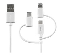 Phone cable DELTACO USB-C, Micro USB, Lightning , 0.5m, white /  IPLH-180 | 553006000450  | 733304801453 | IPLH-180