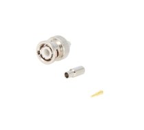 Plug; BNC; male; straight; 50Ω; crimped; for cable; POM; gold-plated | B1121E1ND3G550  | B1121E1-ND3G-5-50