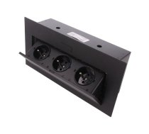 Plug socket strip: furniture; IP20; 16A; 2500W; black; 223x108mm | OR-AE-1371/B  | OR-AE-1371/B