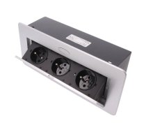 Plug socket strip: furniture; IP20; 16A; 2500W; silver; 223x108mm | OR-AE-1336/G  | OR-AE-1336/G