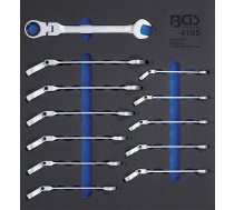 BGS TECHNIC Kombinēto reversa atslēgu komplekts ar lokaniem galiem 8-19mm 2/3 putu ieliktnī 12gb (BGS4195) | BGS4195  | 4195