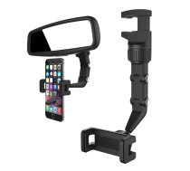 Adjustable car rearview mirror holder for smartphone black | Rearview Mirror Phone Holder black  | 9145576257654 | Rearview Mirror Phone Holder black