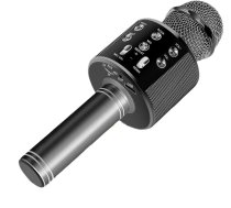 RoGer Bluetooth Karaoke Mikrofons Ar iebūvētu Skaļruni / 2x 5W / Aux / USB / MicroSD / Melns | RO-WS-858-BK  | 4752168096550 | RO-WS-858-BK