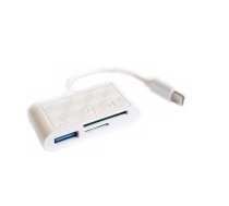 RoGer USB-C Hub 3in1 USB 2.0 / Card reader SD/TF / balts (RO-HUB3IN1-USB/TF-WH) | RO-HUB3IN1-USB/TF-WH  | 4752168134504 | RO-HUB3IN1-USB/TF-WH