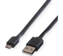 Roline USB 2.0 Cable, A - Micro B, M/M, black, 1 m | 11.02.8760 | 7611990960637 | 11.02.8760