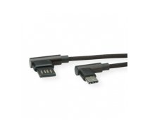 ROLINE USB 2.0 Cable, C (90° angled) - A reversible, M/M, black, 0.8 m | 11.02.9035