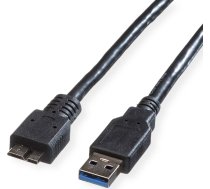 11.02.8875 Roline USB 3.0 kabelis USB A/M - Micro USB B/M tips, 2m, melns | 11.02.8875