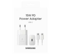 Samsung EP-T1510XWEGEU 15W Oriģināls Tīkla Lādētājs + USB-C kabelis balts (EU Blister) | EP-T1510XWEGEU  | 8806092709904 | EP-T1510XWEGEU