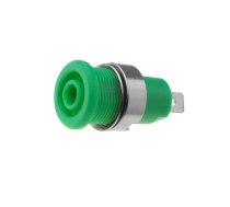 Socket; 4mm banana; 32A; green; nickel plated; on panel; insulated | BS-324-LG-G