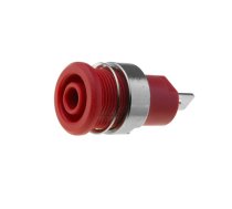 Socket; 4mm banana; 32A; red; nickel plated; on panel; insulated | BS-324-LG-R
