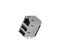 Socket; RJ45 + USB A; PIN: 8; shielded,RJ45 + 2x USB-A,with LED | 0862-1J1T-43-F  | 0862-1J1T-43-F