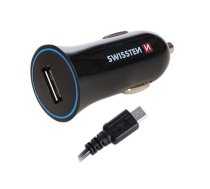 Swissten Auto Lādētājs 12 / 24V / 1A + Micro USB vads 1.5m | SW-CCH-1A-BK-C  | 8595217440555 | SW-CCH-1A-BK-C