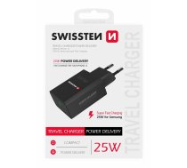 Swissten Premium 25W Tīkla Lādētājs USB-C PD 3.0 | SW-USBCPD25W-B  | 8595217475946 | SW-USBCPD25W-B