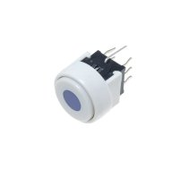 Switch: keypad; Pos: 2; DPDT; 0.1A/30VDC; white; LED; blue; THT; 1.5N | PB6136FAL-4 | PB6136AL-4
