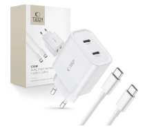 Tech-Protect C20W 2x USB-C PD 20W network charger with USB-C | USB-C cable - white | 24390-0  | 9319456607291 | 24390-0
