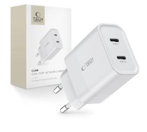 Tech-Protect C20W mains charger 2x USB-C PD 20W - white | 24394-0  | 9319456607093 | 24394-0