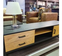 TV galds AMSTERDAM 160x40xH50cm, ozols/melns | 45031 | 4741451450315