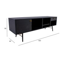 TV galds LUXEMBOURG 150x40xH50cm, melns / varš | 45041 | 4741243450417