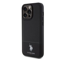 U.S. Polo PU Leather Mesh Pattern Double Horse Case for iPhone 15 Pro Max Black | USHCP15XPMAK  | 3666339195816 | USHCP15XPMAK