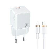 USAMS Ład. siec. 1xUSB-C T45 30W PD3.0 Fast Charging +kabel U63 USB-C|Lightning biały|white UXTZH02 (USAMS-UX) | UXTZH02  | 6958444977355 | UXTZH02