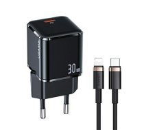 USAMS Ład. siec. 1xUSB-C T45 30W PD3.0 Fast Charging +kabel U63 USB-C|Lightning czarny|black UXTZH01 (USAMS-UX) | UXTZH01  | 6958444977348 | UXTZH01