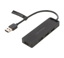 USB 2.0 4-Port Hub with Power Adapter Vention CHMBB 0.15m, Black | CHMBB  | 6922794746572 | CHMBB