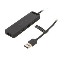USB 2.0 4-Port Hub with Power Adapter Vention CHMBF 1m Black | CHMBF  | 6922794746596 | CHMBF