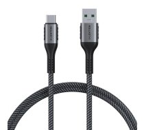 USB-A 3.1 to USB-C Fast charging cable Lention CB-ACE-6A1M, 6A, 10Gbps, 0,5m (black) | CB-ACE-6A0.5MGRY-DS  | 6955038347662 | CB-ACE-6A0.5MGRY-DS