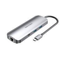 USB-C Docking Station to HDMI, USB-C, 2x USB3.0, RJ45, SD, TF, TRRS 3.5mm, PD 0.15m Vention TOMHB (gray) | TOMHB  | 6922794753471 | 056687