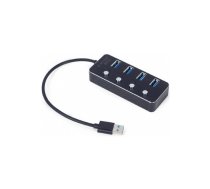 USB Centrmezgls Gembird USB 3.1 Powered 4-port Hub with Switches Black | UHB-U3P4P-01  | 8716309124591