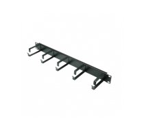 Value 19" 1U Cable Management Plate, C-Type, 5 Hooks, RAL 9005 black | 26.99.0310