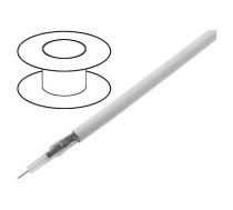 Wire: coaxial; RG59BU-F; solid; Cu; PVC; white; 100m; Øcable: 5.8mm | RG59B/U-F  | YWDEK75-0.59/3.7