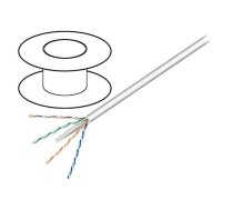 Wire; U/UTP; 4x2x23AWG; 6; solid; CCA; PVC; grey; 100m; Øcable: 5.8mm | U/UTP6-SCCA-100  | 95694