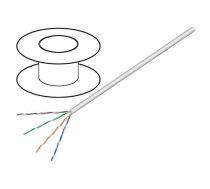 Wire; U/UTP; 4x2x24AWG; 5e; solid; CCA; PVC; grey; 100m; Øcable: 5mm | U/UTP5E-SCCA-100  | 68710
