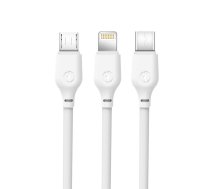 XO cable NB103 3in1 USB - Lightning + USB-C + microUSB 1,0 m 2,1A white | NB103  | 6920680862696 | NB103LUCMU