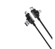 XO cable NB237 4in1 USB + USB-C - Lightning + USB-C 1,0 m 3A black (NB237) | NB237  | 6920680838899 | NB237