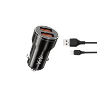 XO car charger CC48 2x USB 2,4A black + microUSB cable | CC48  | 6920680832279 | CC48BKMU