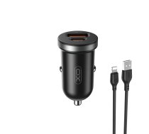 XO car charger CC56 PD 30W QC 1x USB 1x USB-C black + USB - Lightning cable | CC56  | 6920680848256 | CC56BKUL