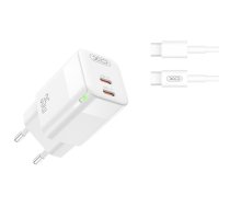 XO wall charger CE07 PD 35W 2x USB-C white + USB-C - USB-C cable | CE07  | 6920680832996 | CE07UC