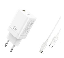 XO wall charger CE10 PD 65W 1x USB-C white + USB-C - Lightning cable | CE10  | 6920680839421 | CE10WHUCL