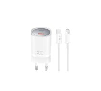 XO wall charger CE20 PD 30W 1x USB-C white + cable USB-C - Lightning | CE20  | 6920680853878 | CE20WHUCL