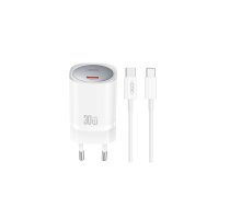 XO wall charger CE20 PD 30W 1x USB-C white + cable USB-C - USB-C | CE20  | 6920680853885 | CE20WHUC