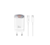 XO wall charger CE21 PD 33W 1x USB-C 1x USB white + cable USB-C - Lightning | CE21  | 6920680853908 | CE21WHUCL