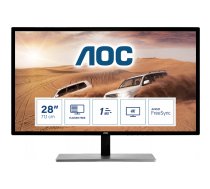 AOC 79 Series U2879VF monitori 71,1 cm (28") 3840 x 2160 pikseļi 4K Ultra HD LCD Sudrabs, Melns