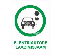 Zīme Elektro automašīnu uzlādes stacija Uzlīme parasta zīme 70x100 mm (ar tekstu) Igauņu