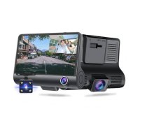 Video reģistrators ar 3 kamerām, (atpakaļskata, salona un reģistratora kamera), nakts redzamība, Full HD 1080P
