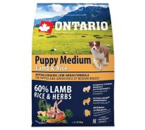 Ontario Puppy Medium Lamb and Rice, 2,25 kg - sausā barība vidēju šķirņu kucēniem ar jēra gaļu un rīsiem