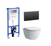 Iebūvējamais WC rāmis LAUFEN LIS CW1 ar melnu pogu + Pro Rimless pods(20966)ar SLIM SC vāku