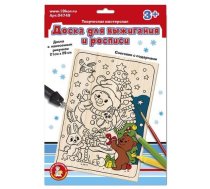 Dēlis ar attēlu dedzināšanai un krāsošanai "Sniegavīrs ar dāvanu"